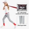 imageYouth Girls Utility Softball Pants  Low Rise 34 Length Knicker Style Tapered Leg Kids Baseball Pants DualLayer KneeLight Grey