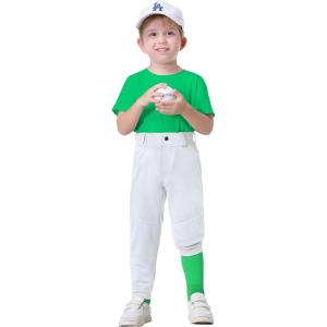 image2T7Years Toddler Baseball Pants  Youth Kids Tee Ball Pants with Belt Loops Little Grils Softball Knicker Pants UPF5001white