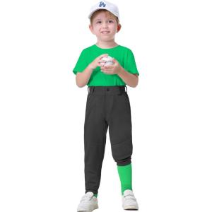 image2T7Years Toddler Baseball Pants  Youth Kids Tee Ball Pants with Belt Loops Little Grils Softball Knicker Pants UPF5003black
