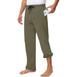 imageMens 30quot 34quot 36quot Cotton Yoga Sweatpants  Athletic Casual Lounge Open Bottom Straight Leg Loose Pants Zipper PocketsArmy Green