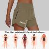 imageWomens High Waisted Athletic Shorts 4quot High Rise Running Workout Gym Quick Dry Tummy Control Short with Zipper PocketsKhaki