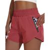 imageWomens High Waisted Athletic Shorts 4quot High Rise Running Workout Gym Quick Dry Tummy Control Short with Zipper Pockets04wine Red