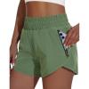 imageWomens High Waisted Athletic Shorts 4quot High Rise Running Workout Gym Quick Dry Tummy Control Short with Zipper Pockets05army Green