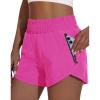 imageWomens High Waisted Athletic Shorts 4quot High Rise Running Workout Gym Quick Dry Tummy Control Short with Zipper Pockets06hibiscus Purple