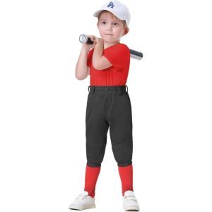 image2T3T4T5T to Youth Toddler Boys Knicker Baseball Pants Kids Gilrs Softball Tball Tee Ball Pant Belt Loops Side Piped03black