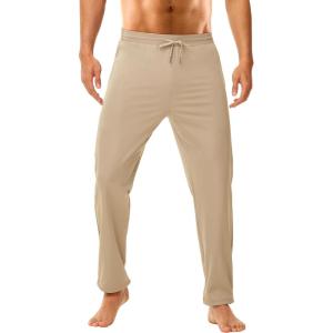 imageMens 30quot32quot34quot36quot Inseam Tall Sweatpants with Zipper Pockets Stretch Long Joggers Athletic Workout Track Pants Men04khaki