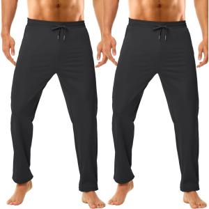 imageMens 30quot32quot34quot36quot Inseam Tall Sweatpants with Zipper Pockets Stretch Long Joggers Athletic Workout Track Pants Men2 Pack01blackBlack