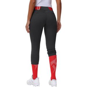 imageWomens Adult Utility Tweeners Softball Pants  Woman Low Rise 34 Tapered Leg Track Pants DualLayer Knee Youth Girls02black