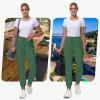 image29quot32quot34quot Inseam Womens Tall Sweatpants Cotton Joggers with Zipper Pockets Lounge Sweat Running Yoga Gym PantsGreen