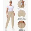image29quot32quot34quot Inseam Womens Tall Sweatpants Cotton Joggers with Zipper Pockets Lounge Sweat Running Yoga Gym PantsKhaki