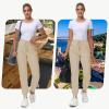 image29quot32quot34quot Inseam Womens Tall Sweatpants Cotton Joggers with Zipper Pockets Lounge Sweat Running Yoga Gym PantsKhaki