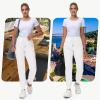 image29quot32quot34quot Inseam Womens Tall Sweatpants Cotton Joggers with Zipper Pockets Lounge Sweat Running Yoga Gym PantsPure White