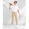 imageBoys Golf Pants Stretch Slim Fit Flat Front School Uniform Youth Chino Performance Khaki Dress Pant with Zipper PocketKhaki