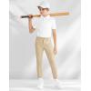 imageBoys Golf Pants Stretch Slim Fit Flat Front School Uniform Youth Chino Performance Khaki Dress Pant with Zipper PocketKhaki