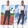 imageWomens Fleece Lined Joggers Hiking WaterResistant Sweatpants with Zip Pockets Winter Thermal Running Ski Golf PantsGray