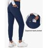 imageWomens Fleece Lined Joggers Hiking WaterResistant Sweatpants with Zip Pockets Winter Thermal Running Ski Golf PantsNavy Blue