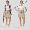 imageWomens Hiking Cargo Skorts Skirts Golf High Waisted Dressy Casual with Zipper Pockets Active Quick Dry Athletic SkortKhaki