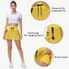 imageWomens Hiking Cargo Skorts Skirts Golf High Waisted Dressy Casual with Zipper Pockets Active Quick Dry Athletic SkortYellow