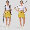 imageWomens Hiking Cargo Skorts Skirts Golf High Waisted Dressy Casual with Zipper Pockets Active Quick Dry Athletic SkortYellow