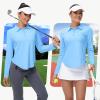 imageWomens Long Sleeve Golf Shirt Collared Polo Sun Protection Quick Dry Workout Athletic Running Tennis Hiking Lightweight TopsLight Blue