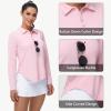 imageWomens Long Sleeve Golf Shirt Collared Polo Sun Protection Quick Dry Workout Athletic Running Tennis Hiking Lightweight TopsPink