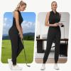 imageWomens Stretch Golf Joggers Pants  Tapered Athletic Casual Work Dress Travel Sweatpants with Zipper Pockets UP5001black