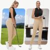 imageWomens Stretch Golf Joggers Pants  Tapered Athletic Casual Work Dress Travel Sweatpants with Zipper Pockets UP5002khaki