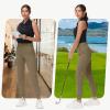 imageWomens Stretch Golf Joggers Pants  Tapered Athletic Casual Work Dress Travel Sweatpants with Zipper Pockets UP5005dark Brown