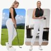 imageWomens Stretch Golf Joggers Pants  Tapered Athletic Casual Work Dress Travel Sweatpants with Zipper Pockets UP5007white