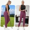 imageWomens Stretch Golf Joggers Pants  Tapered Athletic Casual Work Dress Travel Sweatpants with Zipper Pockets UP5009purple