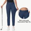 imageWomens Stretch Golf Pant  78 Ankle Work Travel Teacher Casual Business Sweatpants with Belt Loops Zip Pockets UPF5002navy