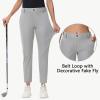 imageWomens Stretch Golf Pant  78 Ankle Work Travel Teacher Casual Business Sweatpants with Belt Loops Zip Pockets UPF5003gray