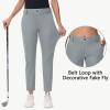imageWomens Stretch Golf Pant  78 Ankle Work Travel Teacher Casual Business Sweatpants with Belt Loops Zip Pockets UPF5004dark Gray