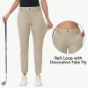 imageWomens Stretch Golf Pant  78 Ankle Work Travel Teacher Casual Business Sweatpants with Belt Loops Zip Pockets UPF5005khaki