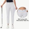 imageWomens Stretch Golf Pant  78 Ankle Work Travel Teacher Casual Business Sweatpants with Belt Loops Zip Pockets UPF5006white
