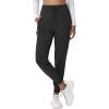 imageWomens Fleece Lined Joggers Hiking WaterResistant Sweatpants with Zip Pockets Winter Thermal Running Ski Golf PantsBlack