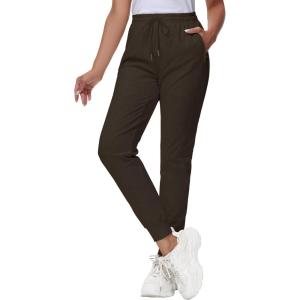 image29quot32quot34quot Inseam Womens Tall Sweatpants Cotton Joggers with Zipper Pockets Lounge Sweat Running Yoga Gym PantsBrown