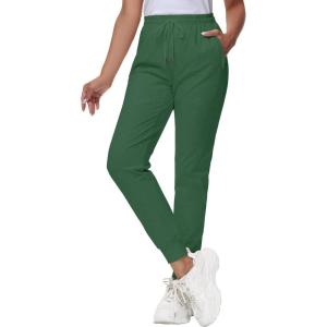 image29quot32quot34quot Inseam Womens Tall Sweatpants Cotton Joggers with Zipper Pockets Lounge Sweat Running Yoga Gym PantsGreen