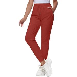 image29quot32quot34quot Inseam Womens Tall Sweatpants Cotton Joggers with Zipper Pockets Lounge Sweat Running Yoga Gym PantsRed