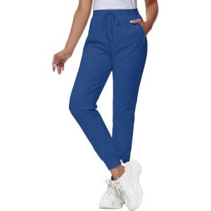 image29quot32quot34quot Inseam Womens Tall Sweatpants Cotton Joggers with Zipper Pockets Lounge Sweat Running Yoga Gym PantsRoyal Blue