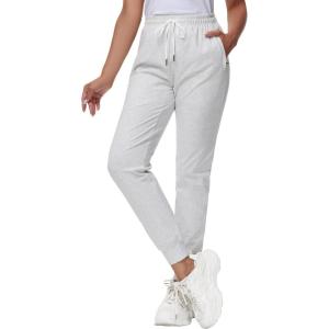 image29quot32quot34quot Inseam Womens Tall Sweatpants Cotton Joggers with Zipper Pockets Lounge Sweat Running Yoga Gym PantsWhiteGrey