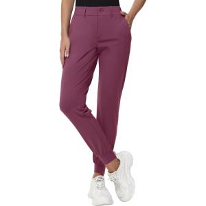 imageWomens Stretch Golf Joggers Pants  Tapered Athletic Casual Work Dress Travel Sweatpants with Zipper Pockets UP5009purple