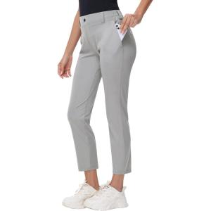 imageWomens Stretch Golf Pant  78 Ankle Work Travel Teacher Casual Business Sweatpants with Belt Loops Zip Pockets UPF5003gray