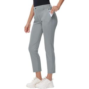 imageWomens Stretch Golf Pant  78 Ankle Work Travel Teacher Casual Business Sweatpants with Belt Loops Zip Pockets UPF5004dark Gray
