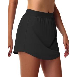 imageWomens Tennis Skirt Athletic Skort with Pockets Summer Running Workout Sports Golf Pickleball Skirts Lightweight Upf50Black