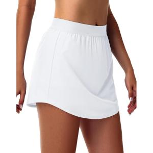 imageWomens Tennis Skirt Athletic Skort with Pockets Summer Running Workout Sports Golf Pickleball Skirts Lightweight Upf50White