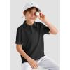 imageBoys Performance Polo Shirt  Golf Grid Short Sleeve Collar Shirts Youth Stretch Quick Dry Lightweight Athletic UPF50Black