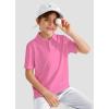 imageBoys Performance Polo Shirt  Golf Grid Short Sleeve Collar Shirts Youth Stretch Quick Dry Lightweight Athletic UPF50Hot Pink