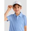 imageBoys Performance Polo Shirt  Golf Grid Short Sleeve Collar Shirts Youth Stretch Quick Dry Lightweight Athletic UPF50Light Blue