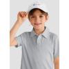imageBoys Performance Polo Shirt  Golf Grid Short Sleeve Collar Shirts Youth Stretch Quick Dry Lightweight Athletic UPF50Light Grey